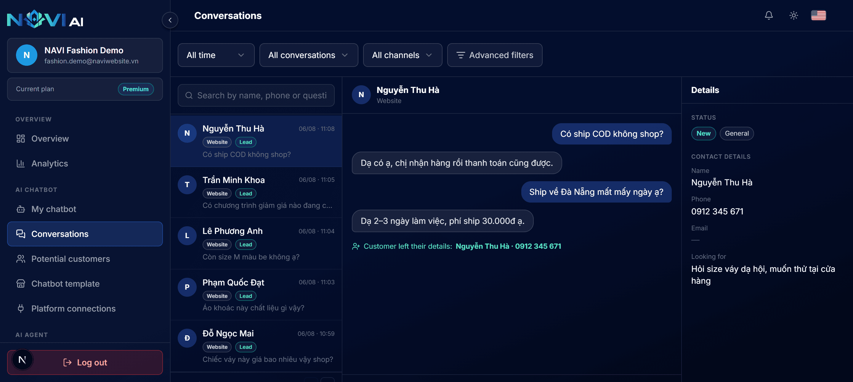Track conversations and customers